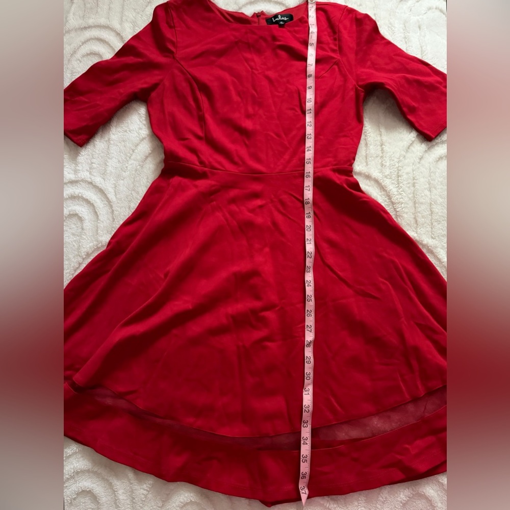 Lulu's Sheer Factor Red Skater Dress, Size M, EUC, Formal Holiday Party Dress - Picture 8 of 9